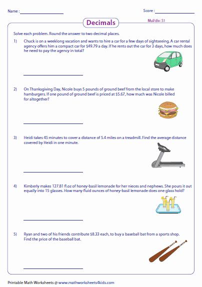 Decimals Word Problems Worksheet Awesome Decimal Word Problems Worksheets
