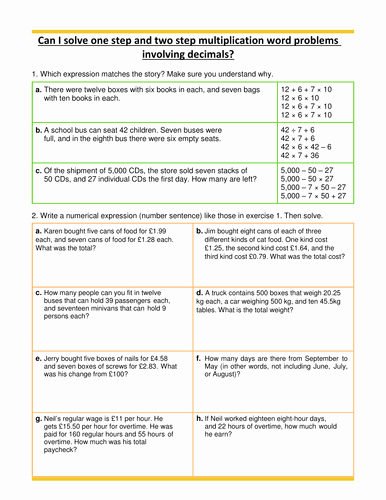 Decimals Word Problems Worksheet Beautiful Multiplication Word Problems Decimals Year 5 by