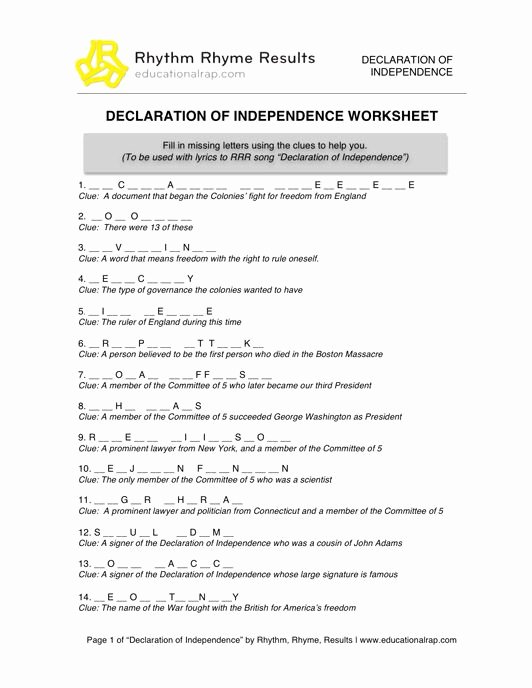 Declaration Of Independence Worksheet Answers Luxury 247 Best Images About Homeschooling 2nd Grade On Pinterest