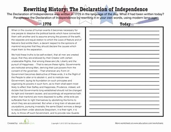 Declaration Of Independence Worksheet Inspirational the Declaration Declaration Of and Declaration Of