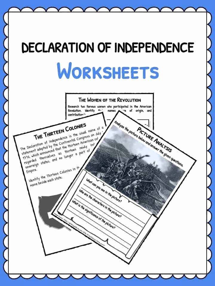 Declaration Of Independence Worksheet New Declaration Of Independence Facts &amp; Worksheets
