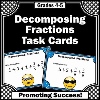 Decomposing Fractions 4th Grade Worksheet Elegant De Posing Fractions Task Cards 4th Grade Math Review