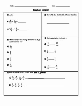Decomposing Fractions 4th Grade Worksheet Fresh 4th Grade Fraction Review Worksheets by Live2teach123