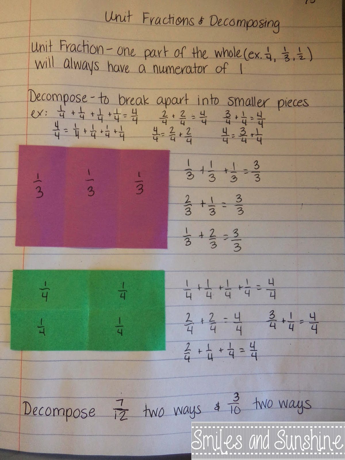 Decomposing Fractions 4th Grade Worksheet Inspirational Smiles and Sunshine More Fraction Fun Unit Fractions and