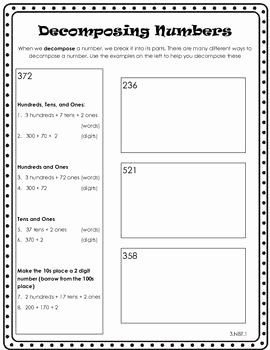 Decomposing Fractions 4th Grade Worksheet Lovely De Posing Numbers Classroom Math