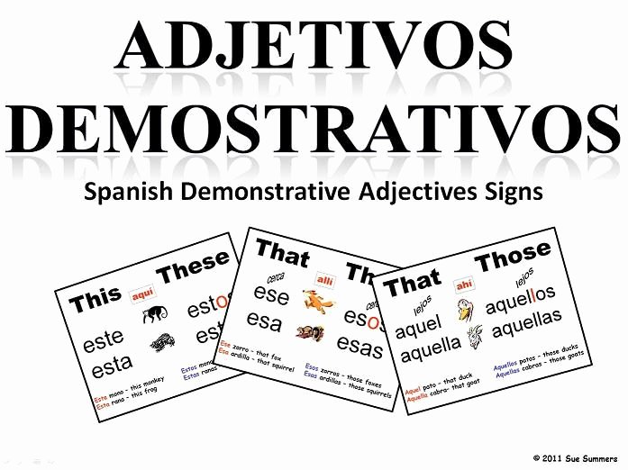 50 Demonstrative Adjectives Spanish Worksheet
