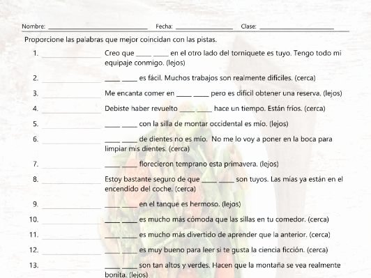 Demonstrative Adjectives Spanish Worksheet Inspirational Demonstrative Adjectives Matching Spanish Worksheet by