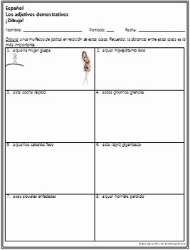 Demonstrative Adjectives Spanish Worksheet Unique Spanish Demonstrative Adjectives Drawing Activity by