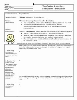 Denotation and Connotation Worksheet Awesome Guzman Teaching Resources
