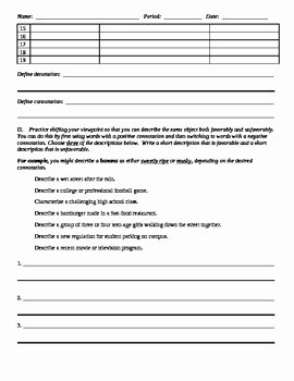 Denotation and Connotation Worksheet Best Of Connotation and Denotation Worksheet by Veronica Pace