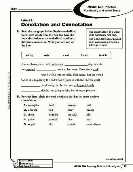 Denotation and Connotation Worksheet Best Of Connotation and Denotation Worksheets