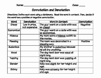 Denotation and Connotation Worksheet Lovely Connotation and Denotation by Heather Leigh