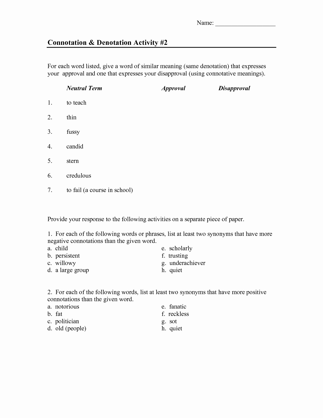 Denotation and Connotation Worksheet Luxury Connotation and Denotation Worksheets Google Search