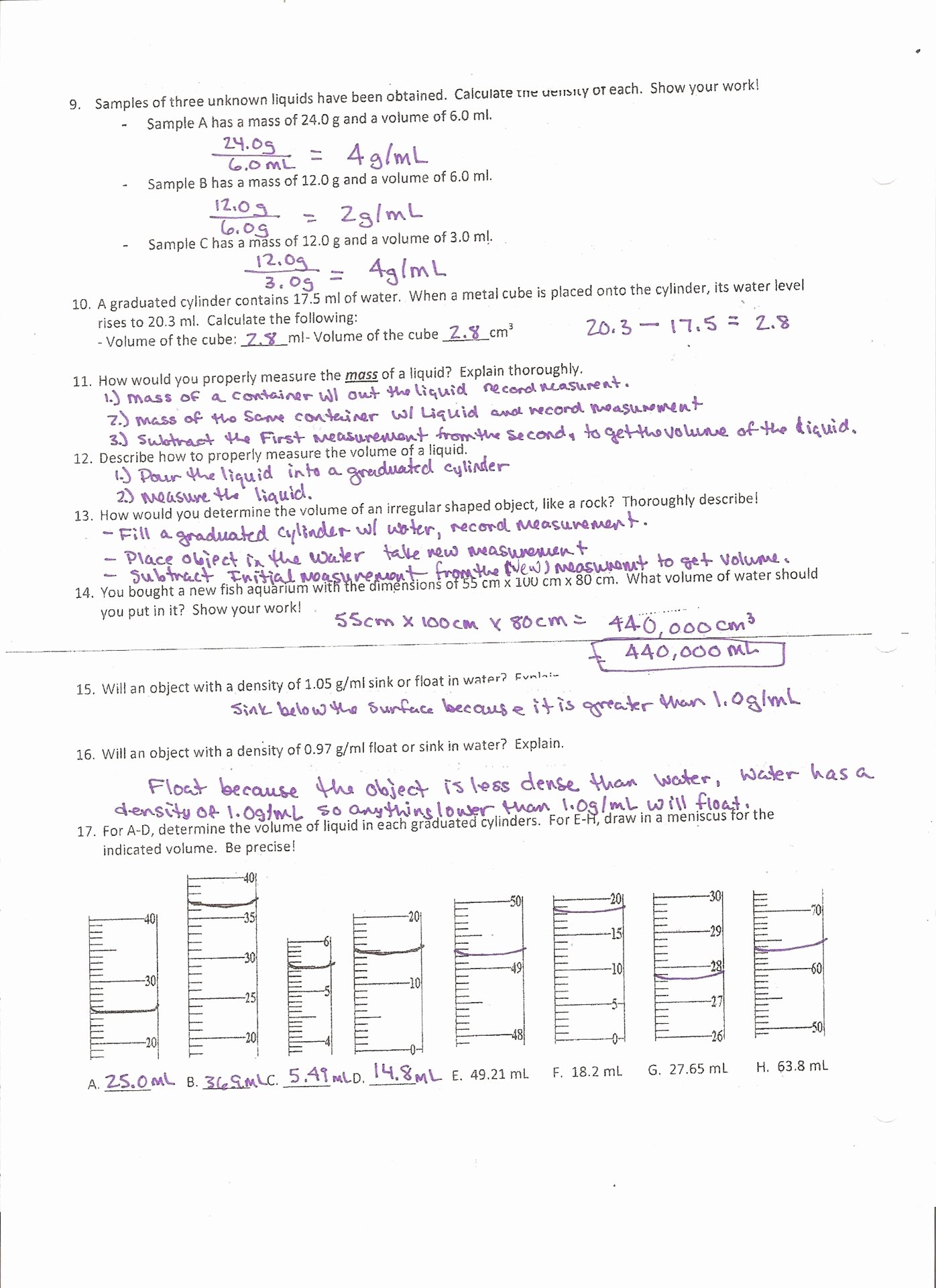 Density Calculations Worksheet 1 New Stoichiometry Mass to Mass Problems Worksheet Answer Key