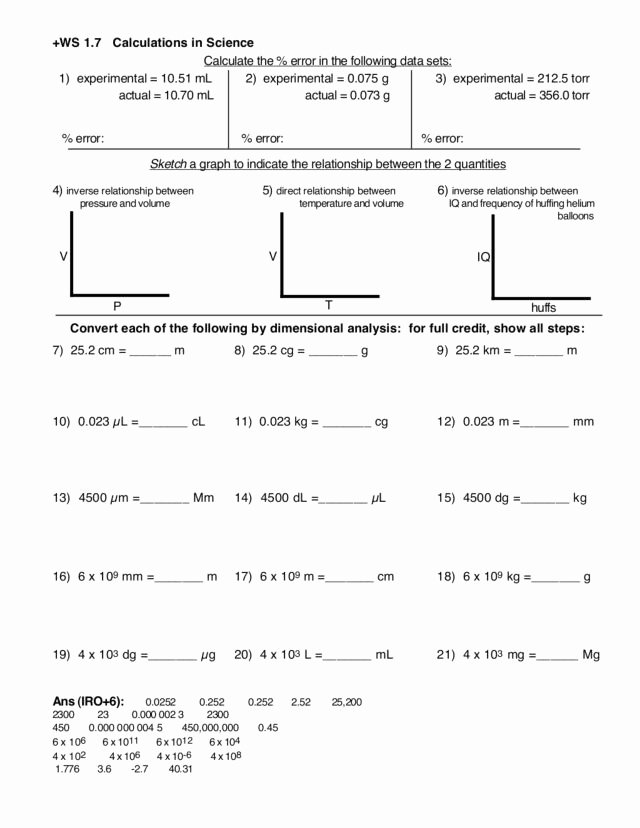 Density Calculations Worksheet Answers Fresh Ws 1 7 Density Archimedes Principle Worksheet for 7th