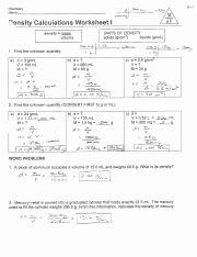Density Calculations Worksheet