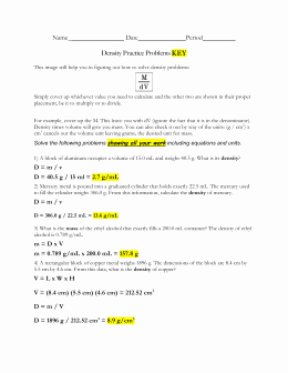 Density Practice Problem Worksheet Beautiful Practice Density Problems