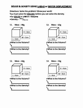 Density Practice Problem Worksheet Lovely Worksheet Density Drill and Practice 1 by Travis Terry