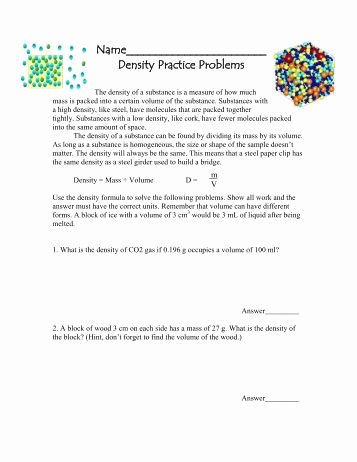 Density Practice Problem Worksheet New More Density Review Problems 1 Colina Middle School