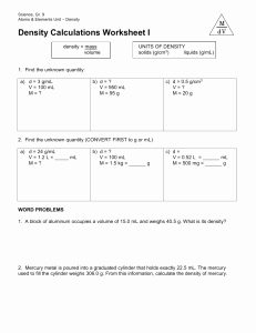 Density Practice Problems Worksheet Inspirational Density Calculations Worksheet I