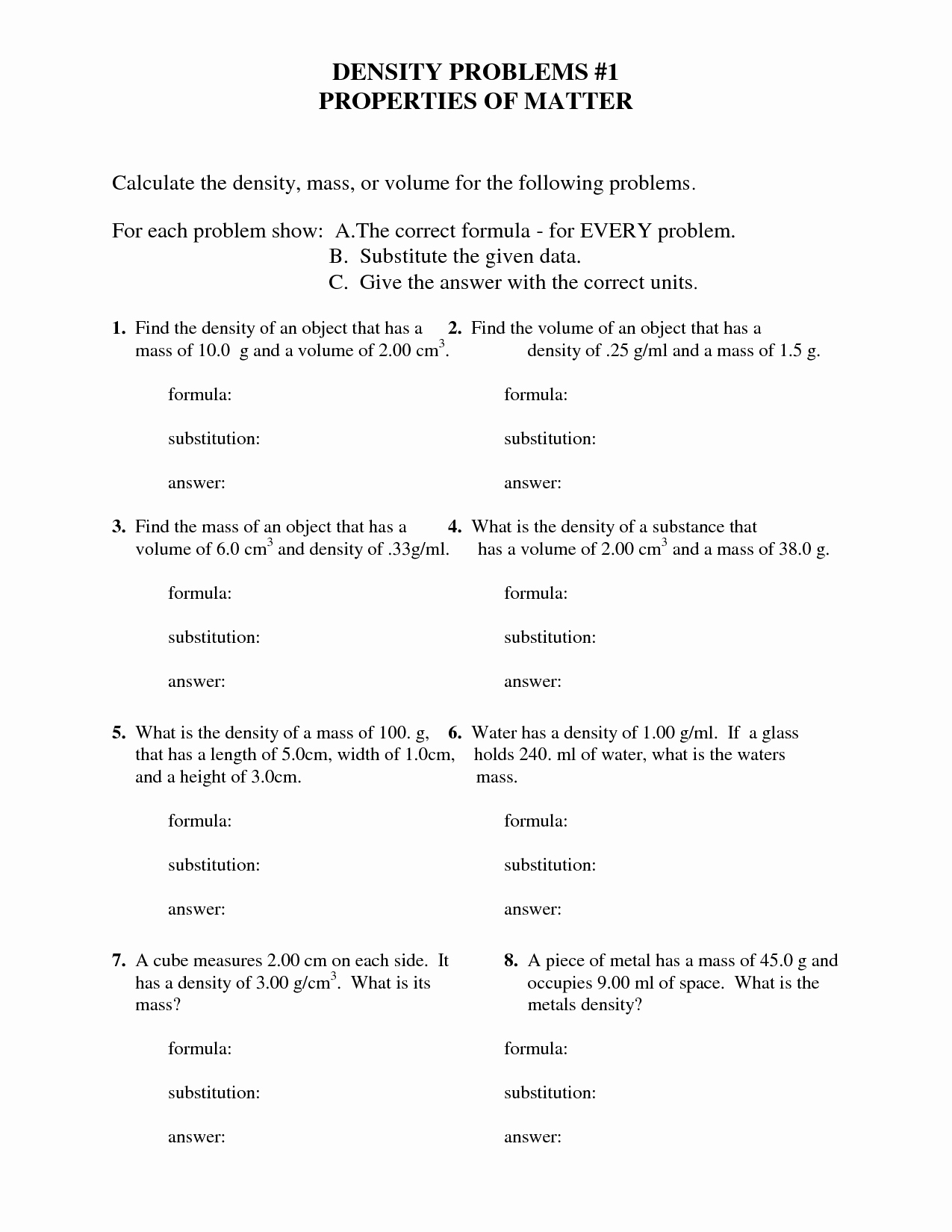 Density Problems Worksheet with Answers Fresh Drop In the Bucket Worksheets Resultinfos Drops 5th Grade