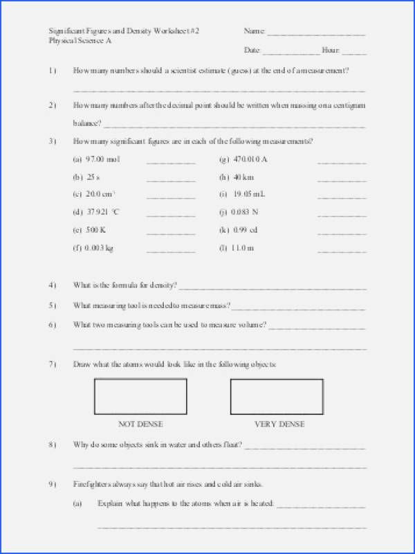 Density Worksheet Chemistry Answers Unique Density Calculations Worksheet Answer Key