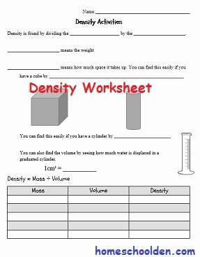 Density Worksheet Middle School Inspirational Physical Properties Of Matter Chemical Properties Of