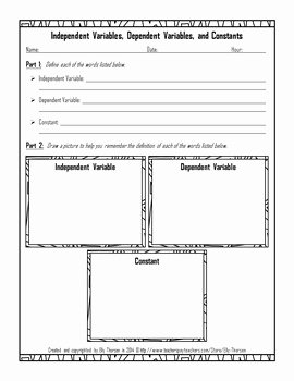 Dependent and Independent Variables Worksheet Luxury Independent Variables Dependent Variables and Constants