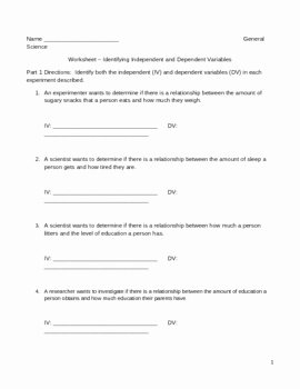 Dependent and Independent Variables Worksheet Unique Worksheet Identifying Independent and by Educator