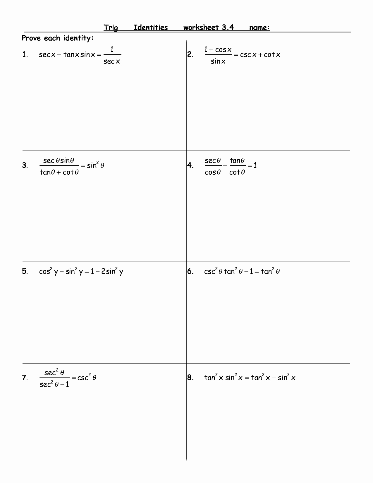 50 Derivative Of Trigonometric Functions Worksheet