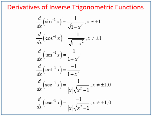 Derivative Of Trigonometric Functions Worksheet Unique Calculus Inverse Trig Derivatives solutions Examples