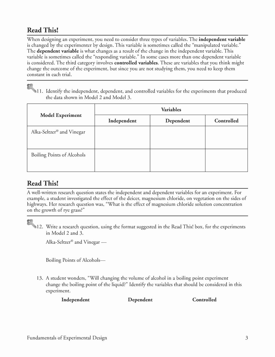 Designing An Experiment Worksheet