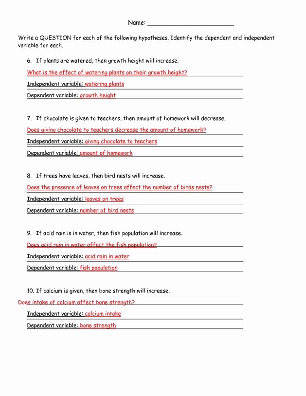 Designing An Experiment Worksheet