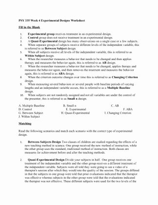 Designing An Experiment Worksheet New Psy 335 Week 4 Experimental Designs Worksheet