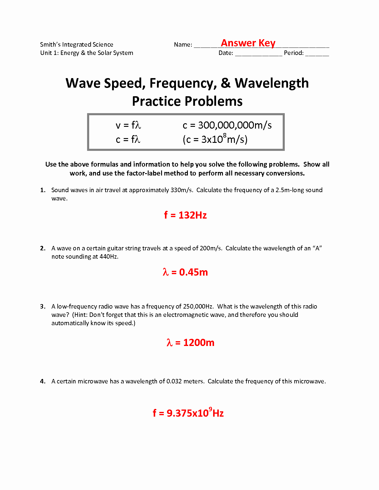 Determining Speed Velocity Worksheet Answers