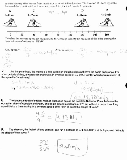 50 Determining Speed Velocity Worksheet Answers