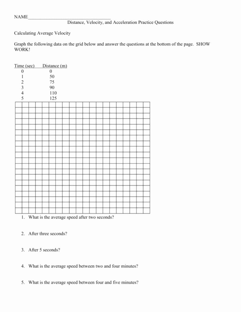 Determining Speed Velocity Worksheet Answers Lovely Our Review Of Velocityacceleration Worksheets From by