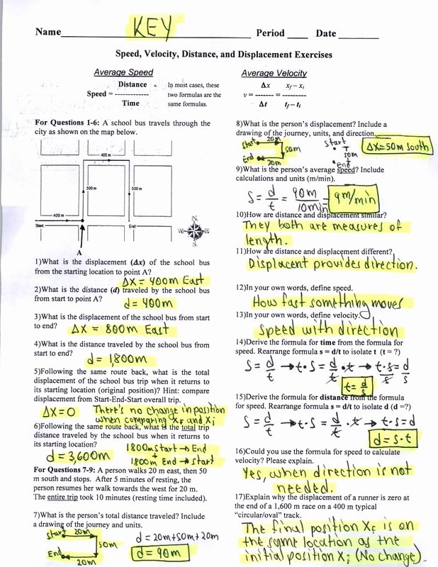 Determining Speed Velocity Worksheet Answers Unique Calculating Speed Time Distance and Acceleration Worksheet