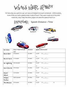 Determining Speed Velocity Worksheet Awesome 4th Grade Math Worksheets Calculating Speed