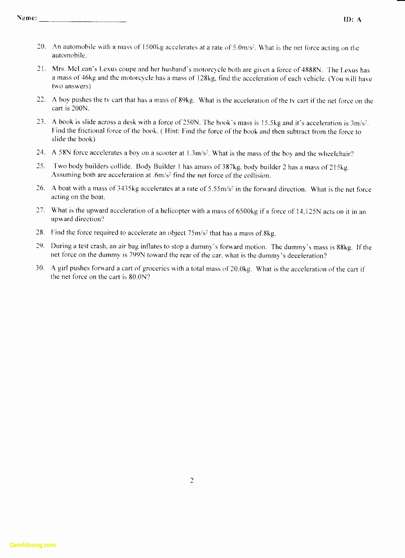 Determining Speed Velocity Worksheet New Momentum and Conservation Momentum Worksheet Answers