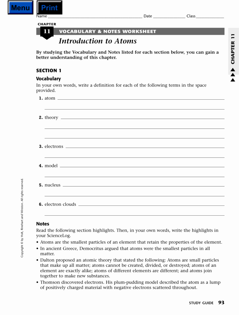 Development Of atomic theory Worksheet New Skills Worksheet Concept Review Section the Development