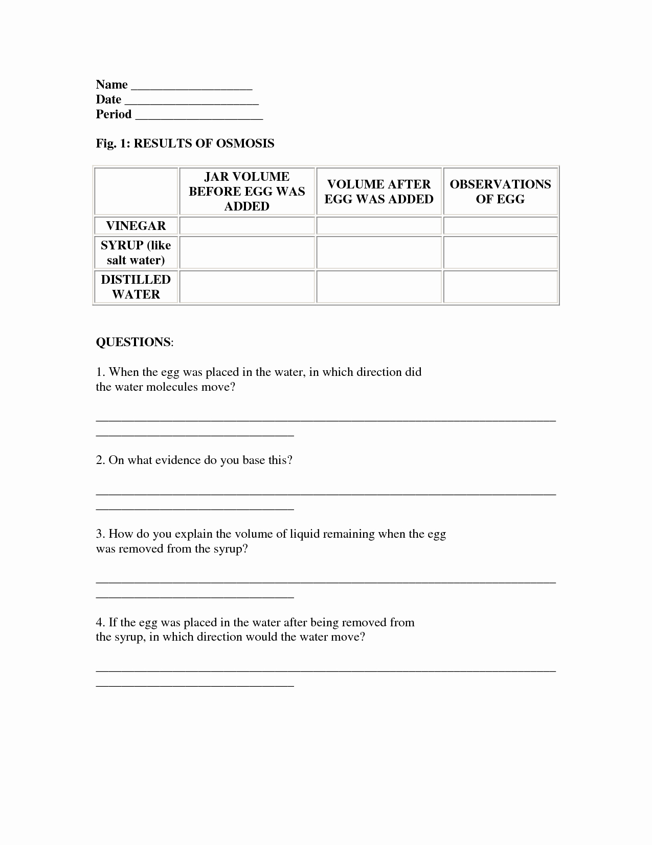 Diffusion and Osmosis Worksheet Answers Awesome 14 Best Of Egg and Vinegar Experiment Worksheet