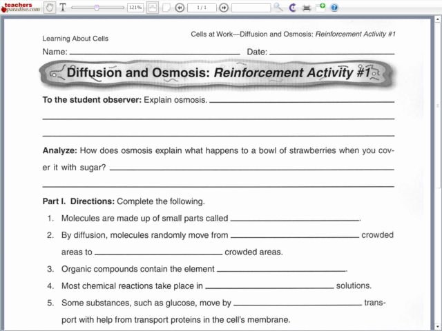 Diffusion and Osmosis Worksheet Awesome Diffusion and Osmosis 9th 10th Grade Worksheet