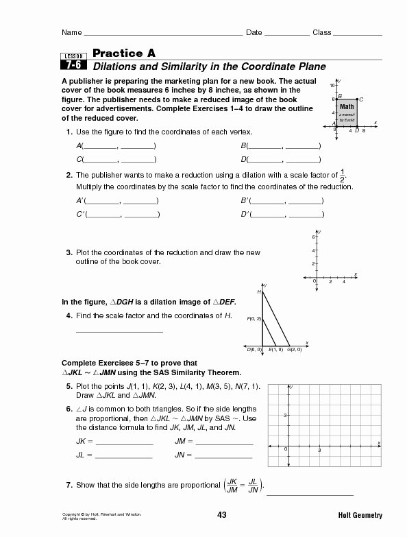 Dilations Translations Worksheet Answers Beautiful Dilations and Similarity Worksheet for 8th 10th Grade