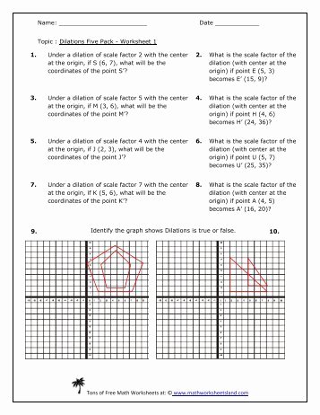 Dilations Translations Worksheet Answers Luxury Dilations and Scale Factors Lesson Math Worksheets Land