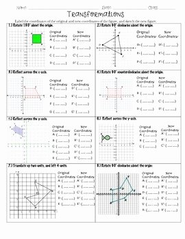 Dilations Translations Worksheet Answers Unique Transformations Practice Packet 8th Grade Math