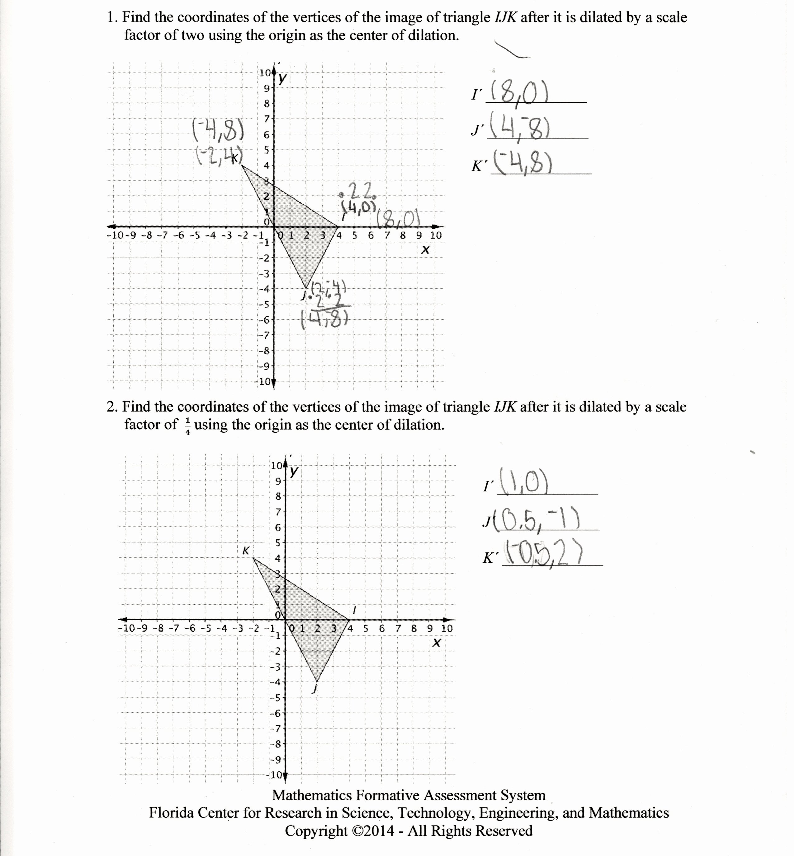 50 Dilations Worksheet With Answers