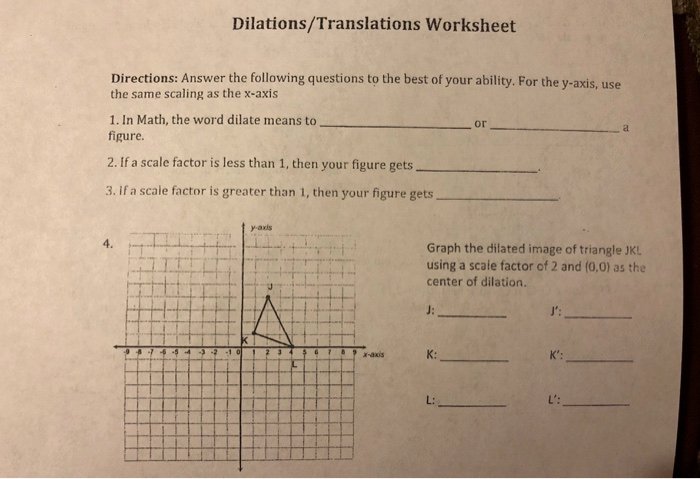 Dilations Worksheet with Answers Luxury solved Dilations Translations Worksheet Directions Answe