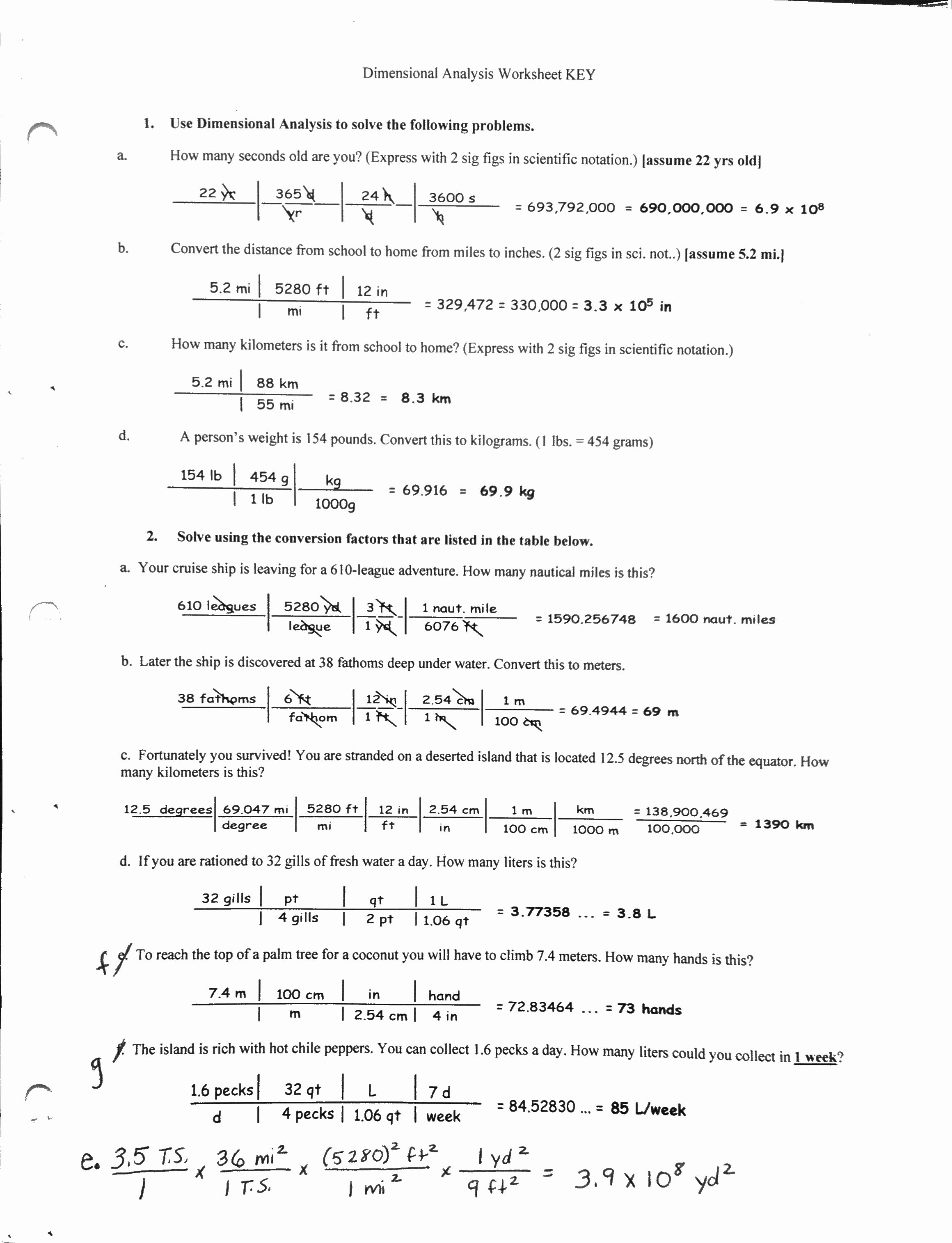 Dimensional Analysis Practice Worksheet Awesome Dimensional Analysis Worksheet with Answer Key the Best