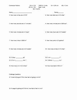Dimensional Analysis Practice Worksheet Awesome Metric and English Conversions Dimensional Analysis